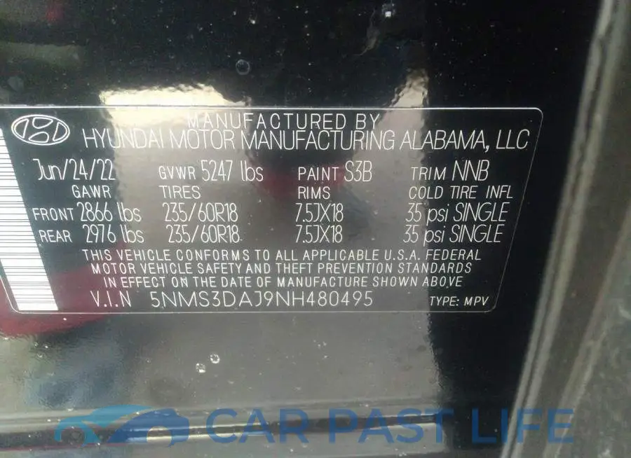 5NMS3DAJ9NH480495# 9