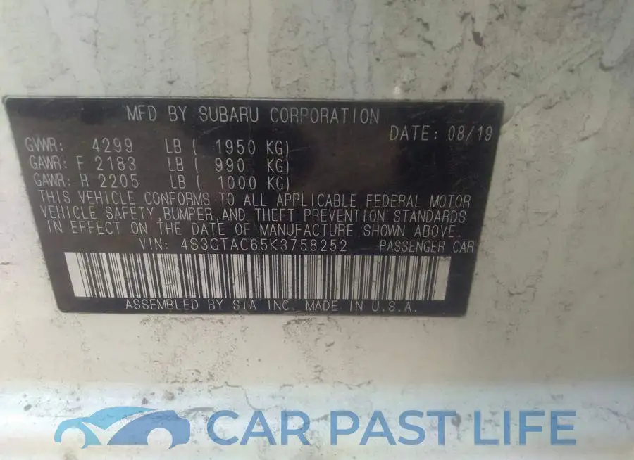 4S3GTAC65K3758252# 9