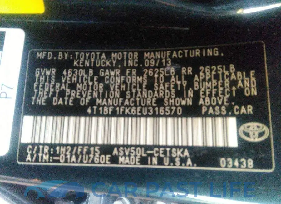 4T1BF1FK6EU316570# 9
