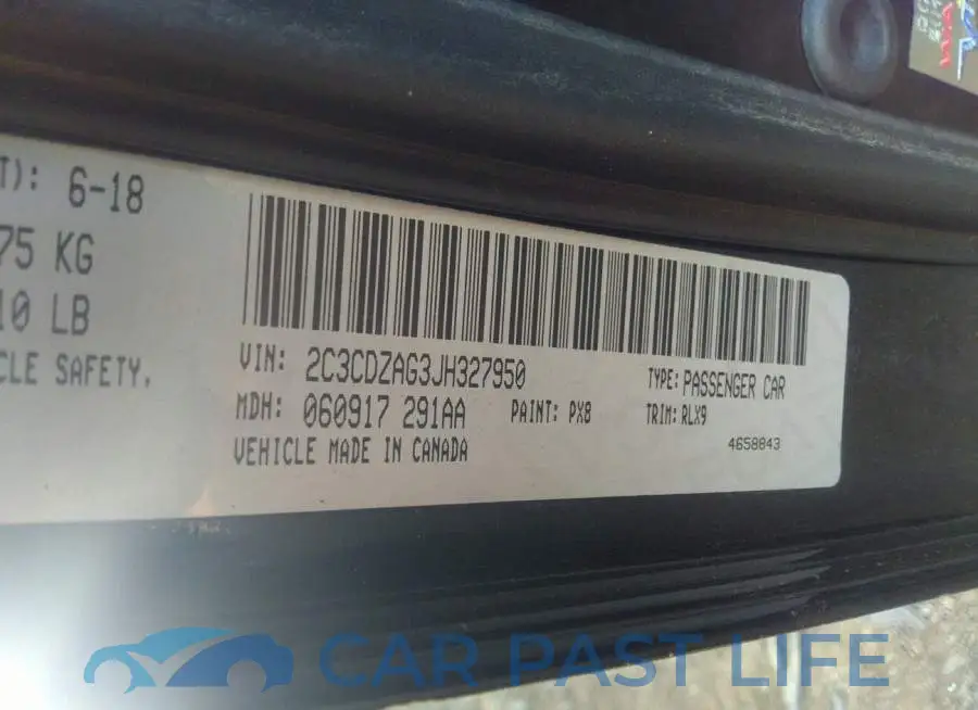 2C3CDZAG3JH327950# 9