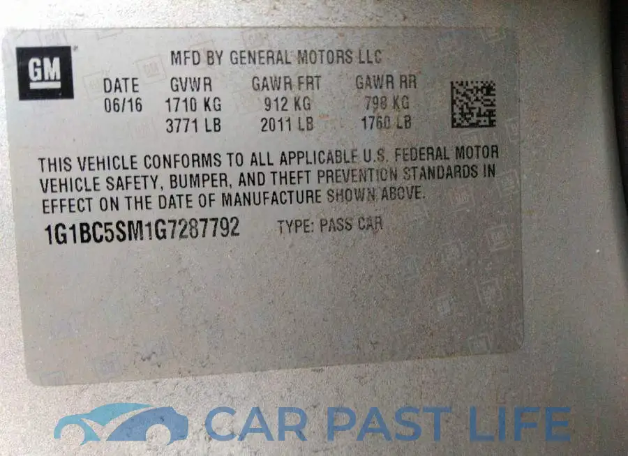 1G1BC5SM1G7287792# 9