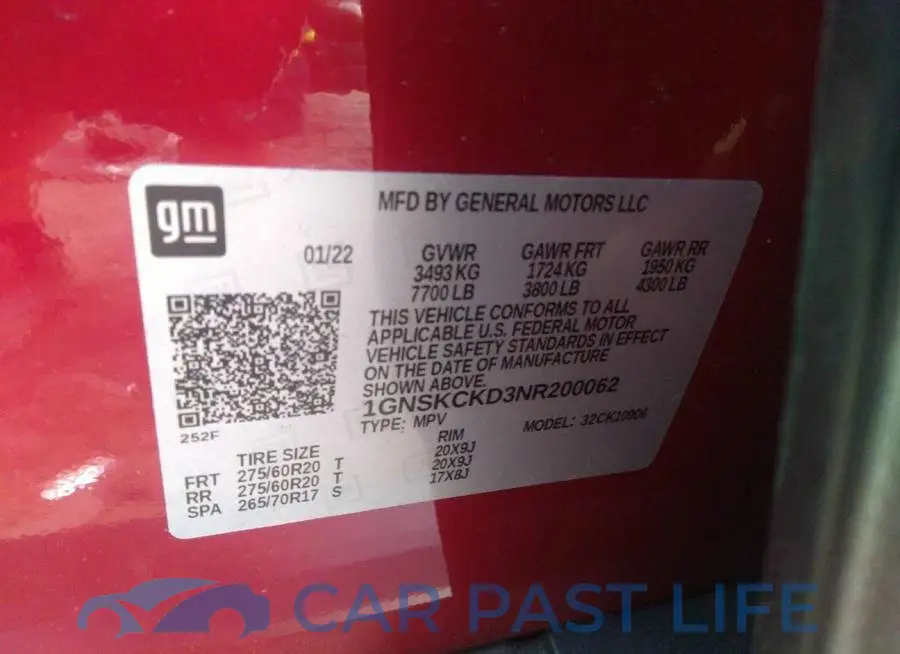 1GNSKCKD3NR200062# 9