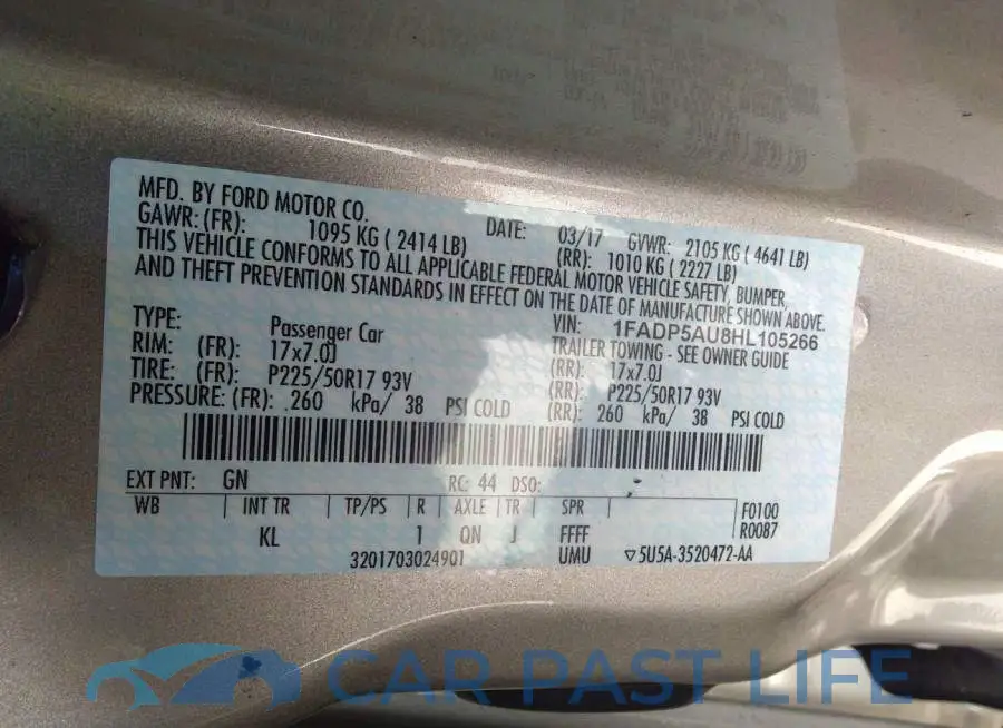 1FADP5AU8HL105266# 9
