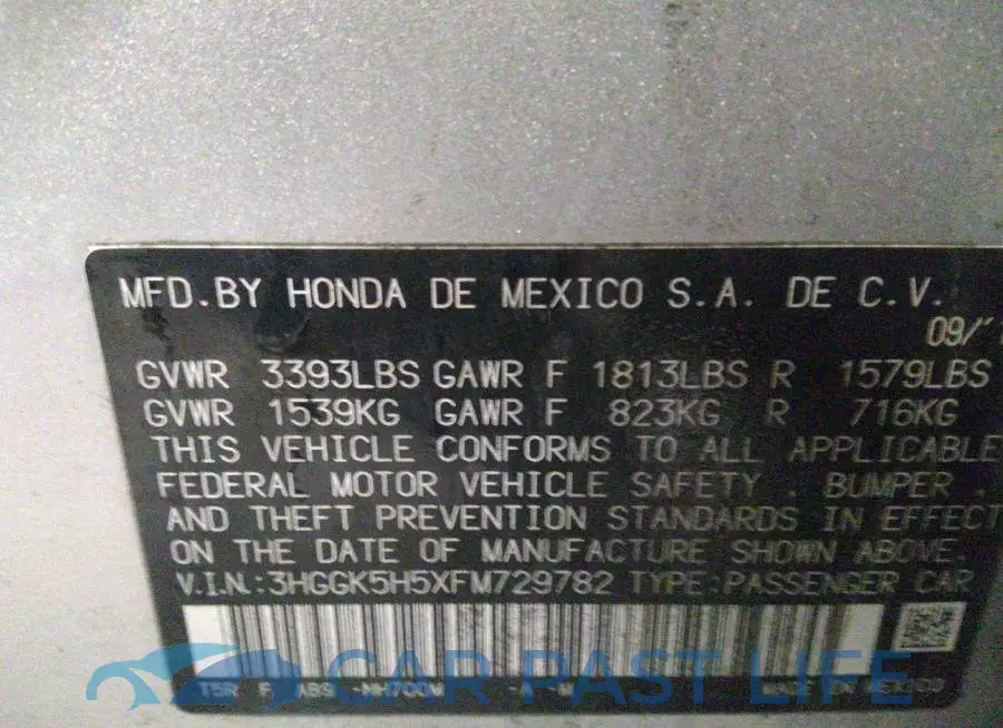 3HGGK5H5XFM729782# 9
