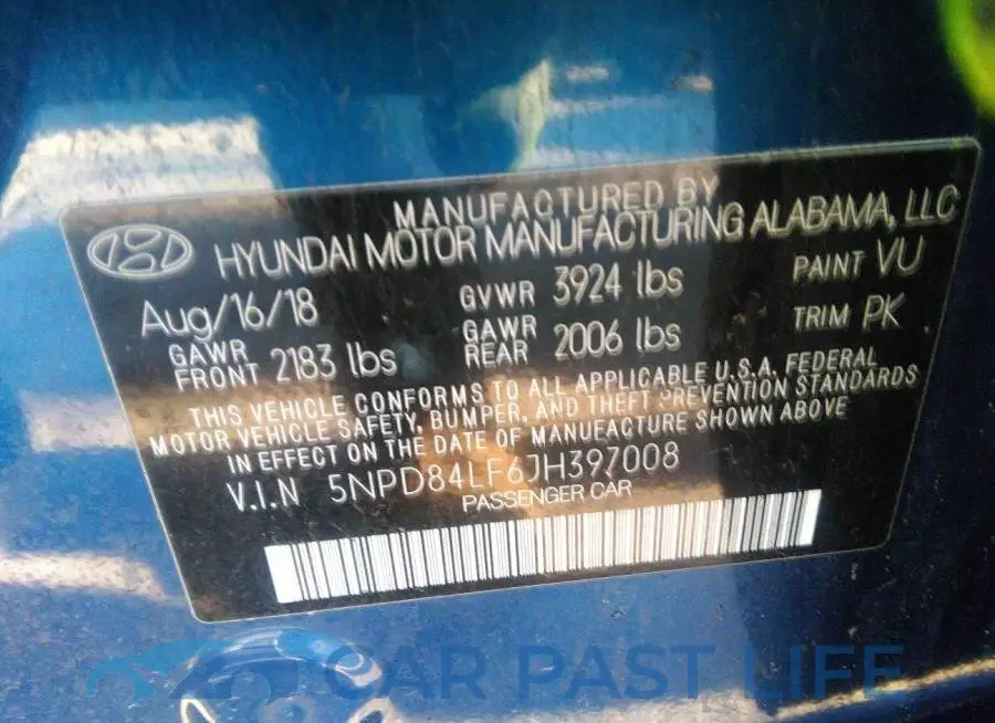5NPD84LF6JH397008# 9