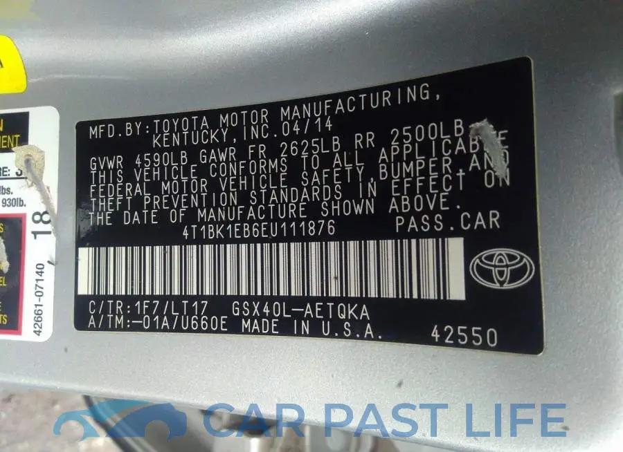 4T1BK1EB6EU111876# 9