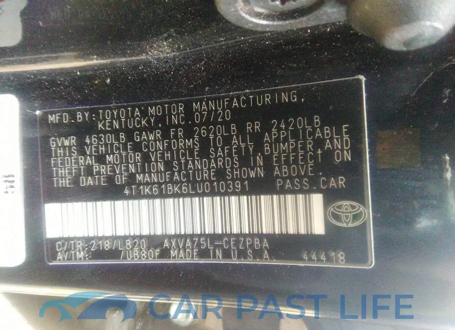 4T1K61BK6LU010391# 9