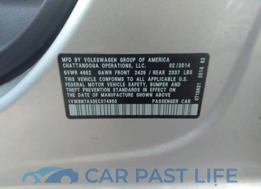 1VWBN7A33EC074950# 9