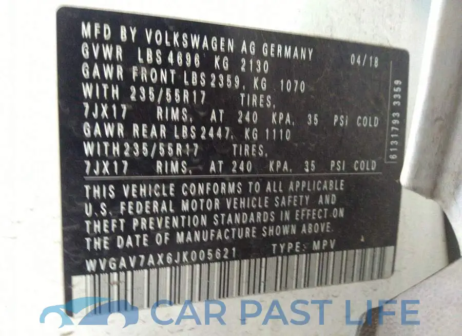 WVGAV7AX6JK005621# 9