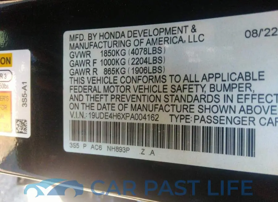 19UDE4H6XPA004162# 9
