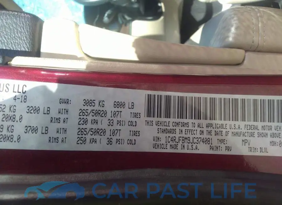 1C4RJFBM9JC374081# 9