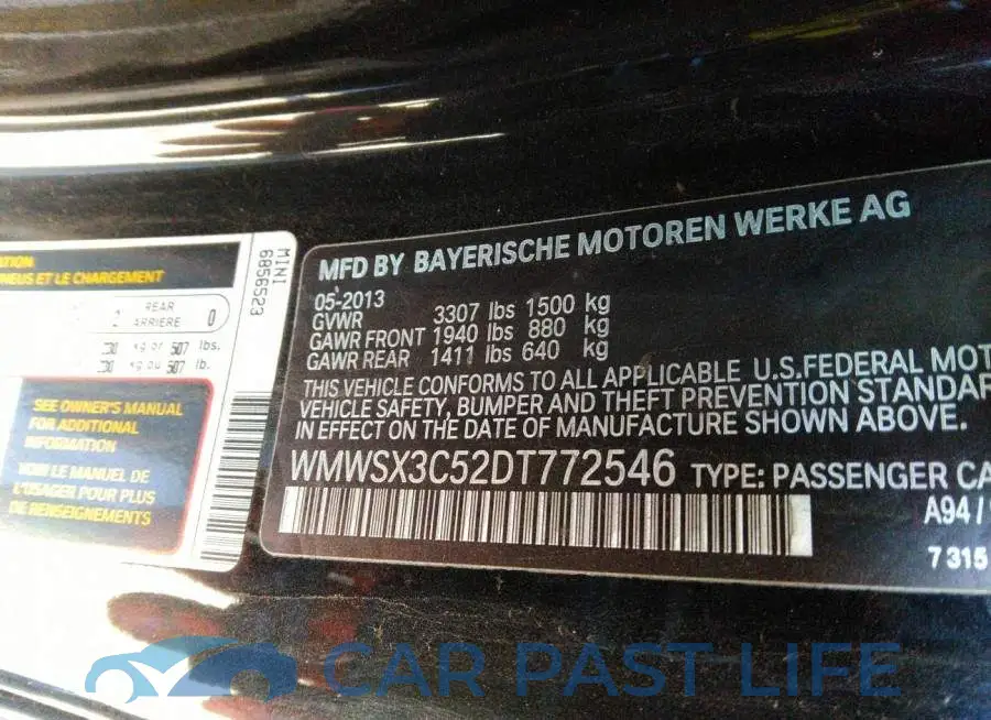 WMWSX3C52DT772546# 9