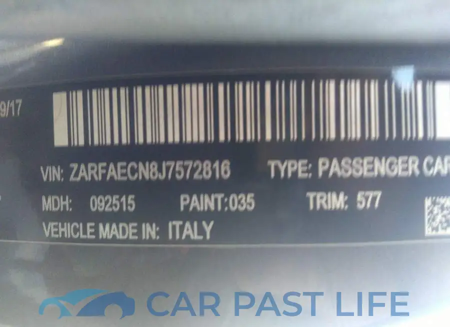 ZARFAECN8J7572816# 9