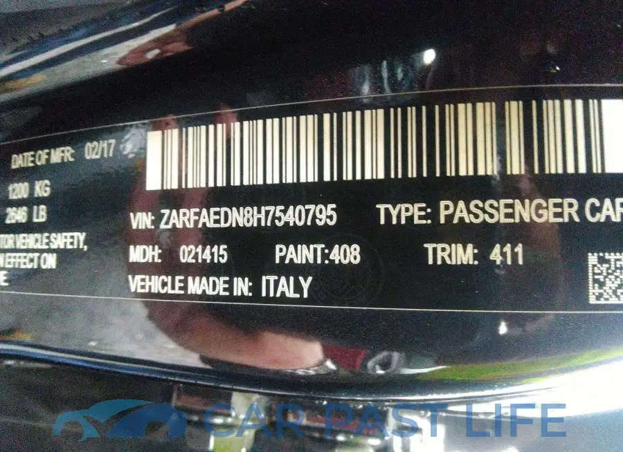 ZARFAEDN8H7540795# 9