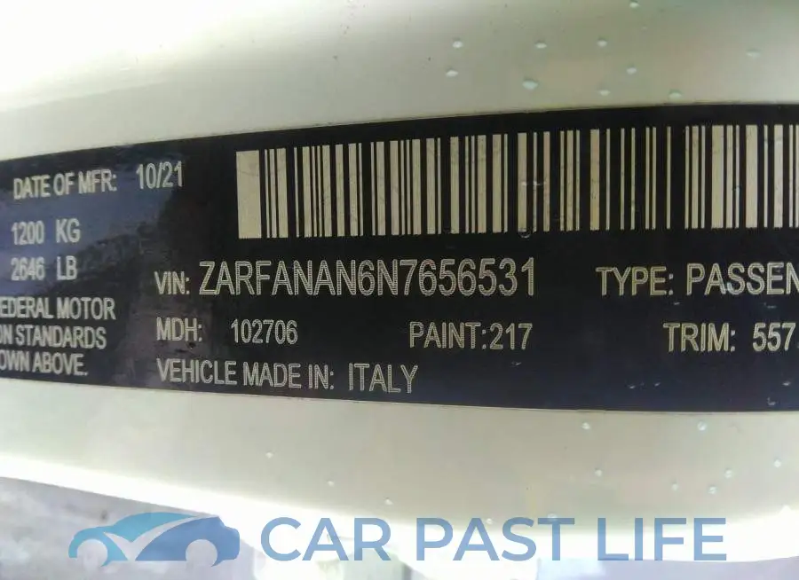 ZARFANAN6N7656531# 9