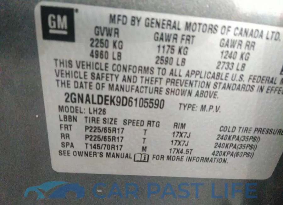 2GNALDEK9D6105590# 9