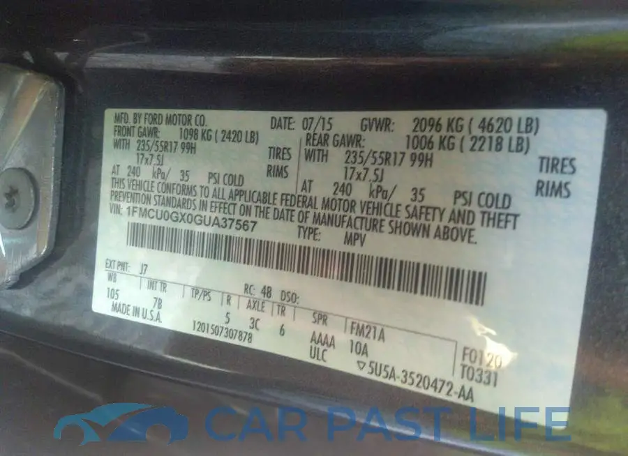 1FMCU0GX0GUA37567# 9