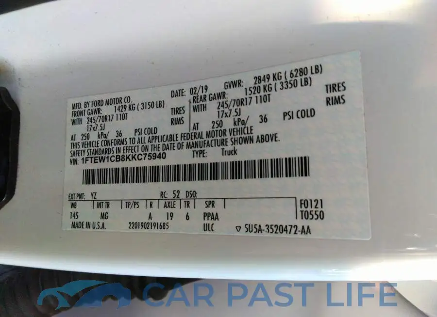 1FTEW1CB8KKC75940# 9