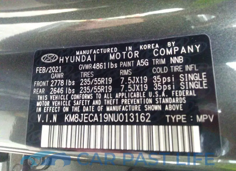 KM8JECA19NU013162# 9
