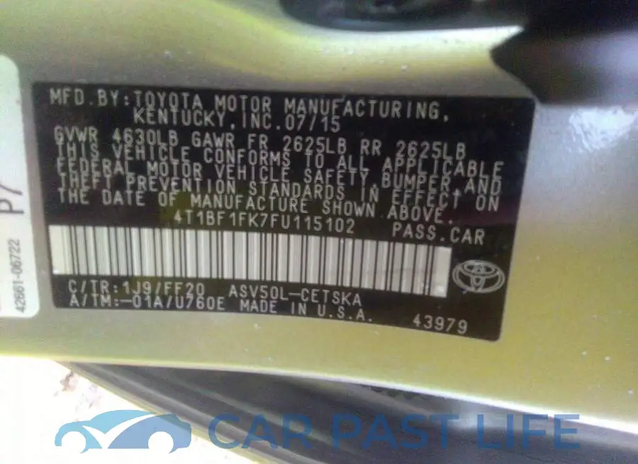 4T1BF1FK7FU115102# 9