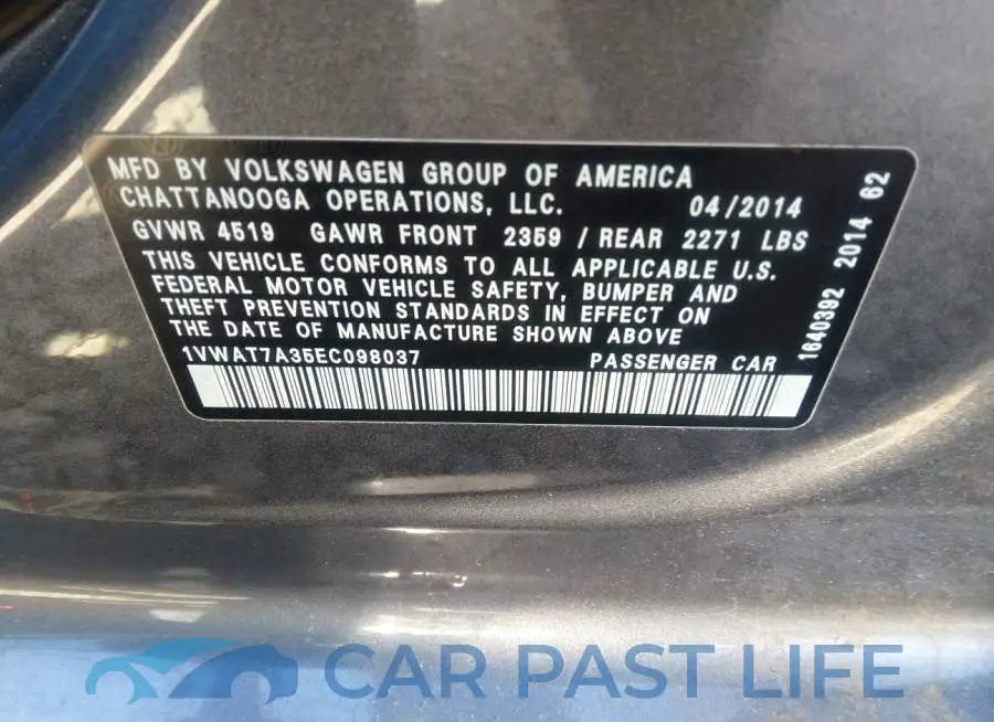 1VWAT7A35EC098037# 9