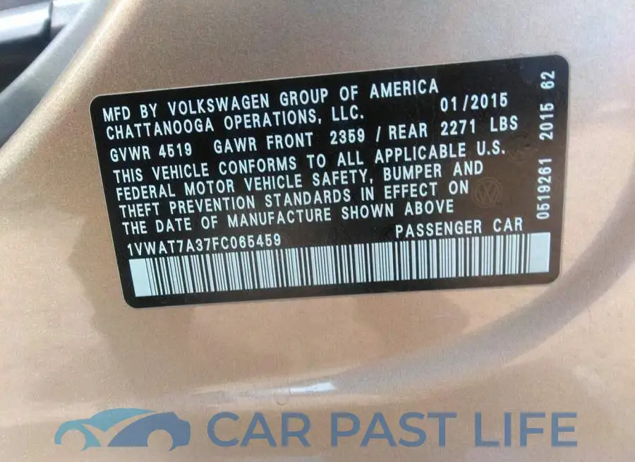 1VWAT7A37FC065459# 9