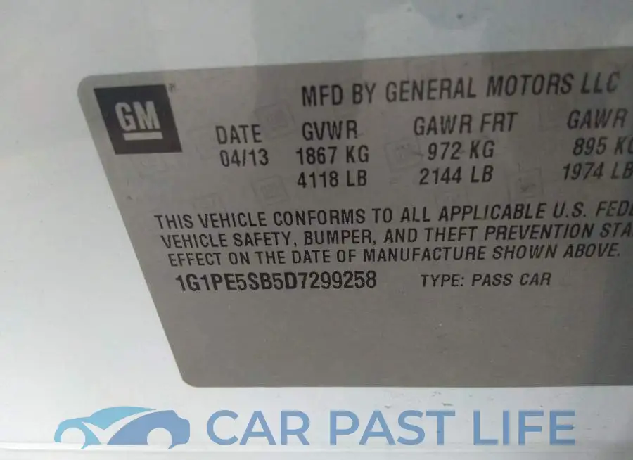 1G1PE5SB5D7299258# 9