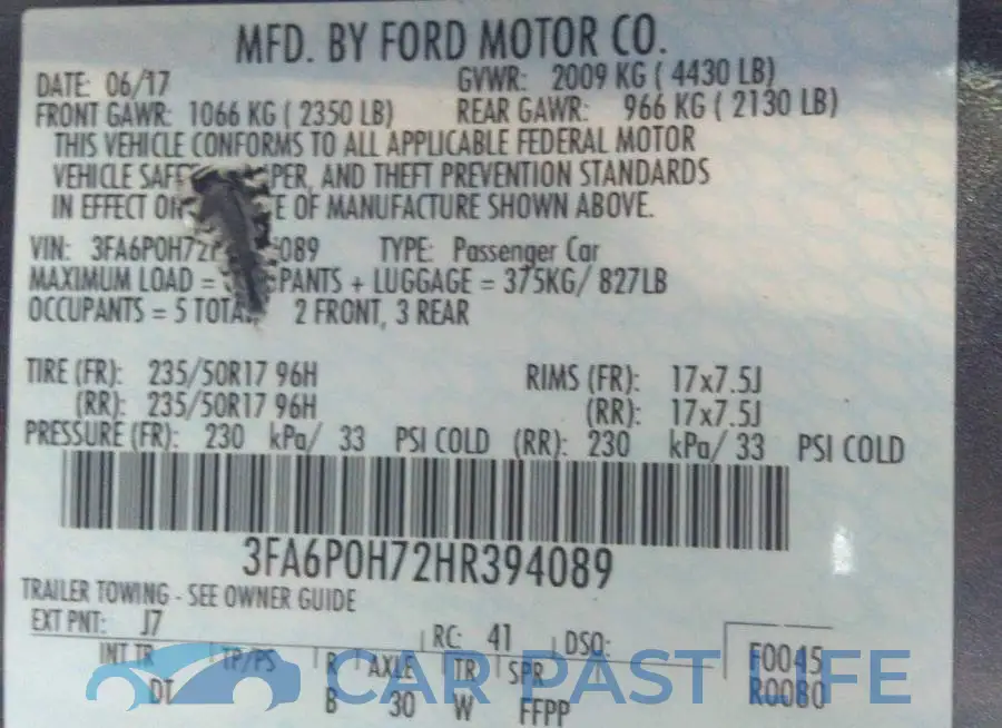 3FA6P0H72HR394089# 9