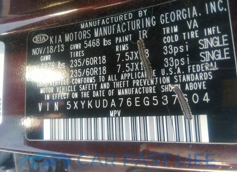 5XYKUDA76EG537604# 9