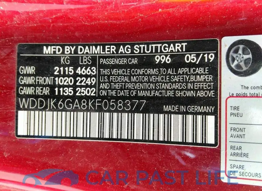 WDDJK6GA8KF058377# 9