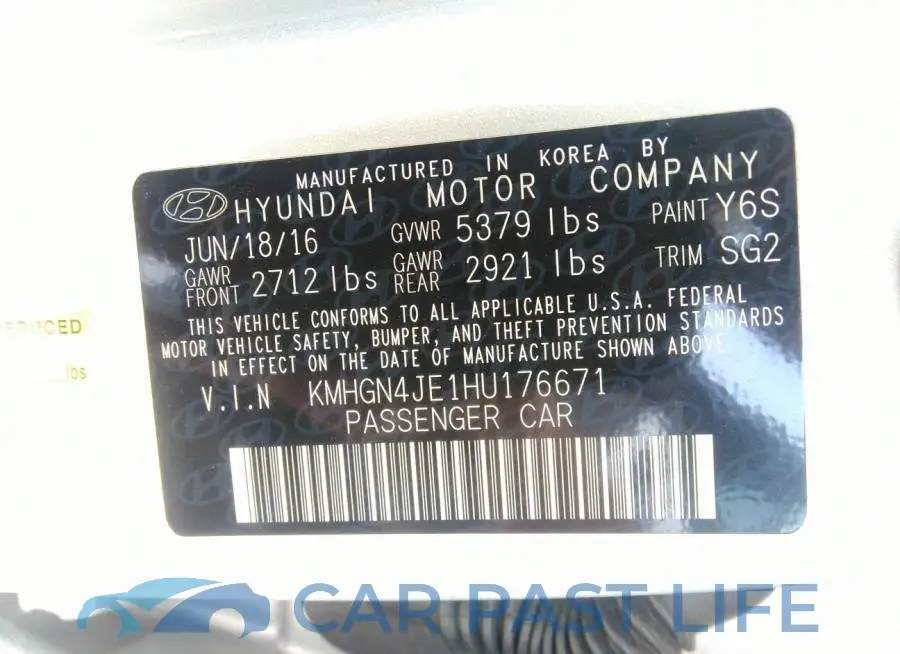 KMHGN4JE1HU176671# 9