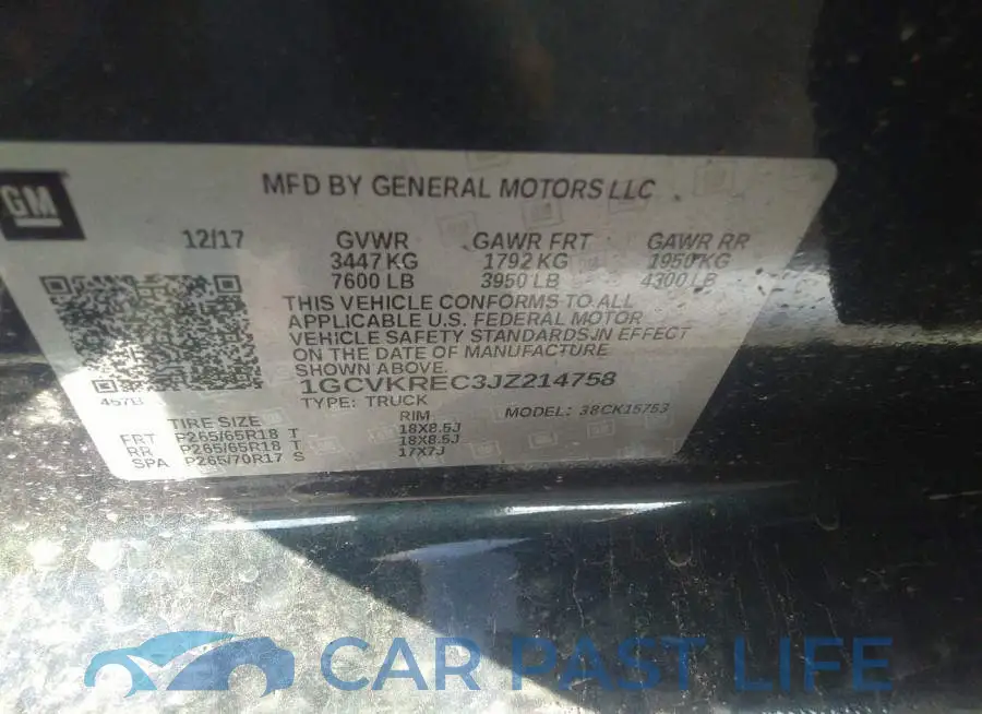 1GCVKREC3JZ214758# 9