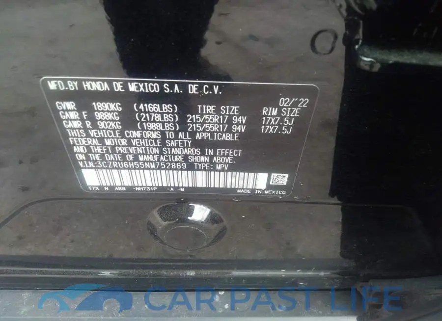 3CZRU6H55NM752869# 9