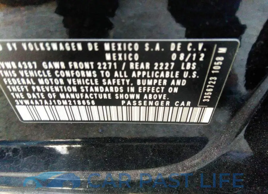 3VW4A7AJ1DM218656# 9