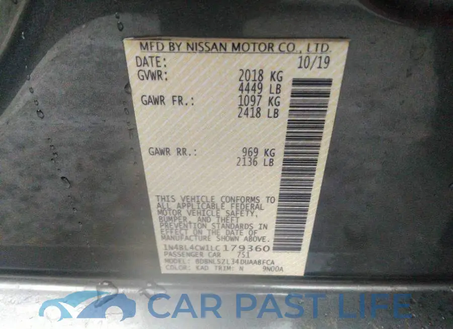 1N4BL4CW1LC179360# 9