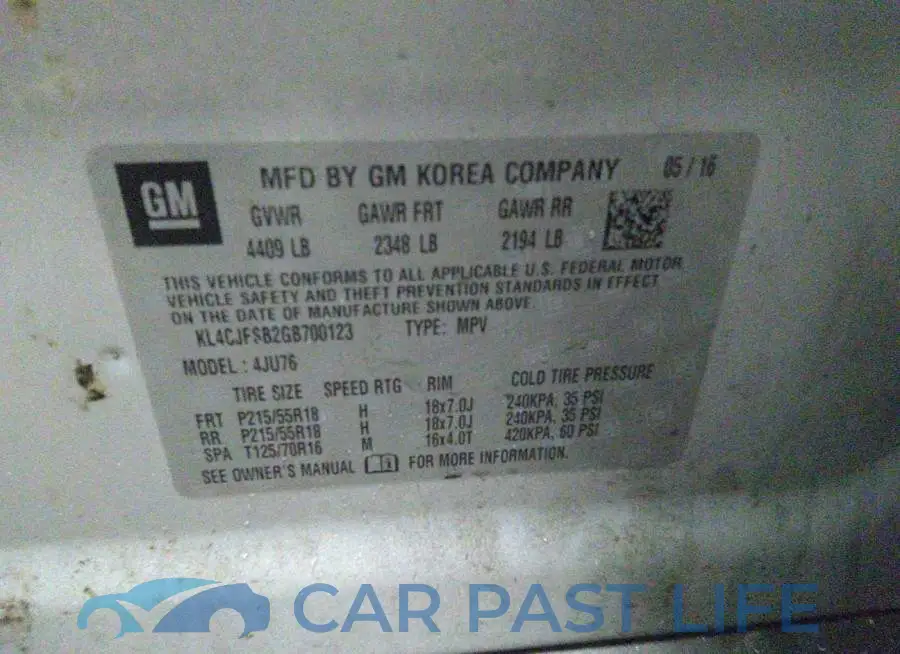 KL4CJFSB2GB700123# 9
