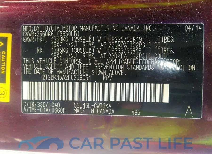 2T2BK1BA2FC258061# 9
