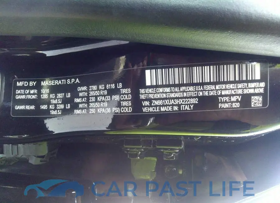 ZN661XUA3HX222892# 9