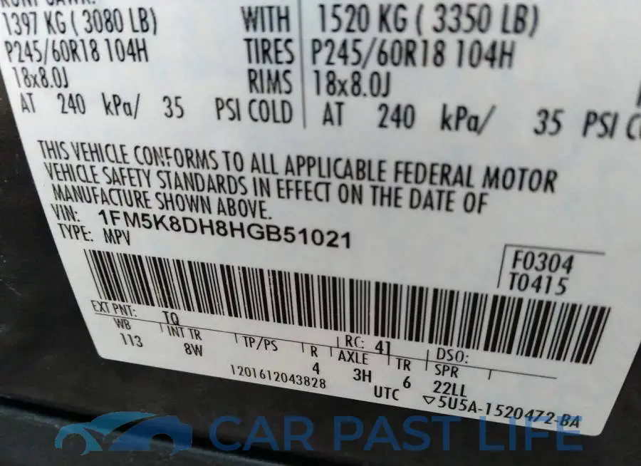 1FM5K8DH8HGB51021# 9
