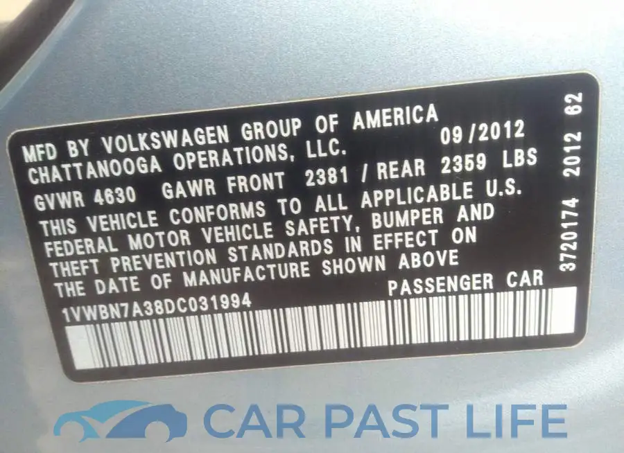1VWBN7A38DC031994# 9