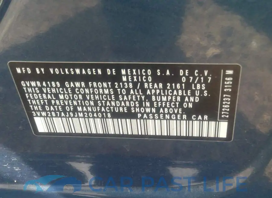 3VW2B7AJ9JM204018# 9