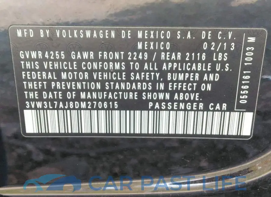 3VW3L7AJ8DM270615# 9