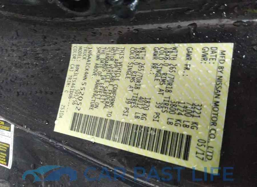1N6AA1CK4HN552052# 9