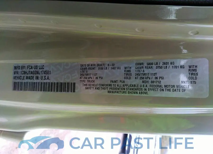 1C6HJTAG0NL174581# 9