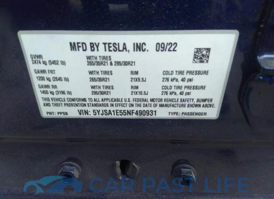 5YJSA1E55NF490931# 9