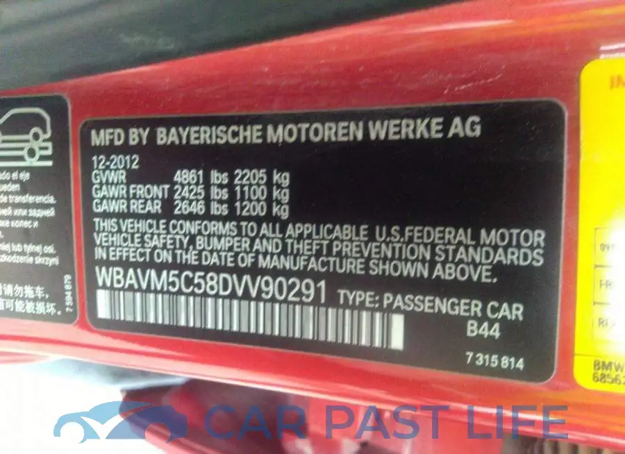 WBAVM5C58DVV90291# 9