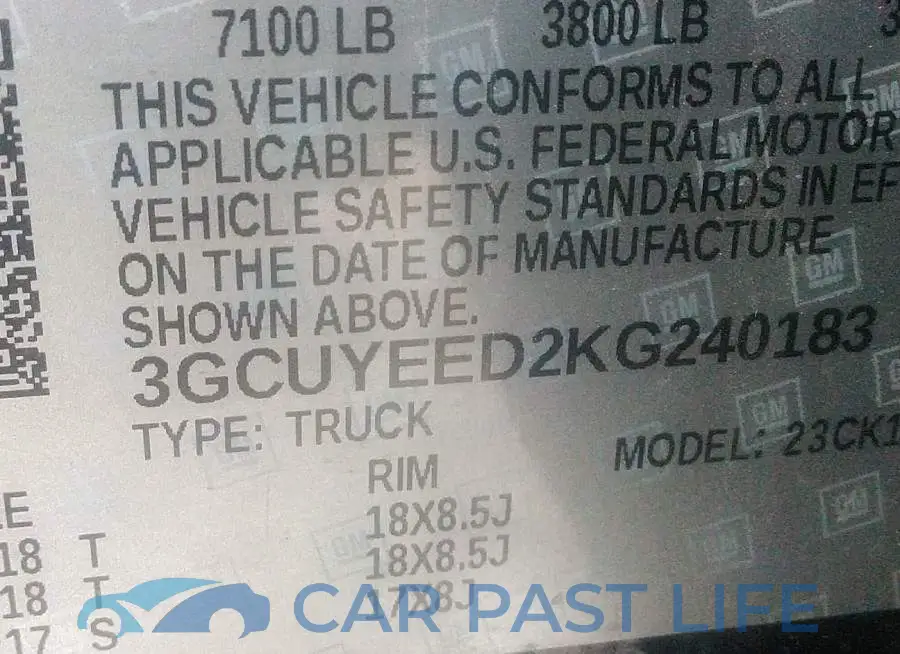3GCUYEED2KG240183# 9