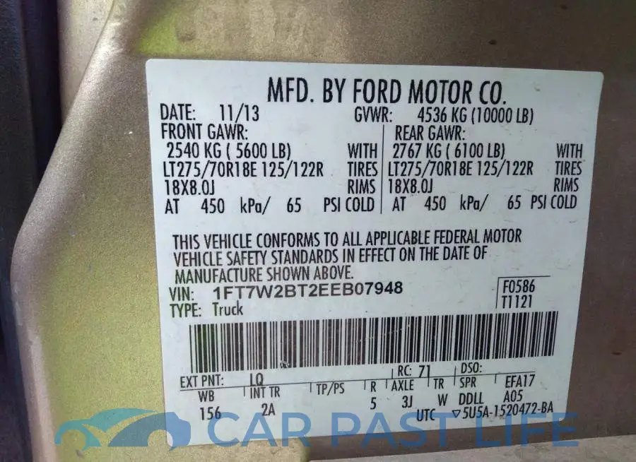1FT7W2BT2EEB07948# 9