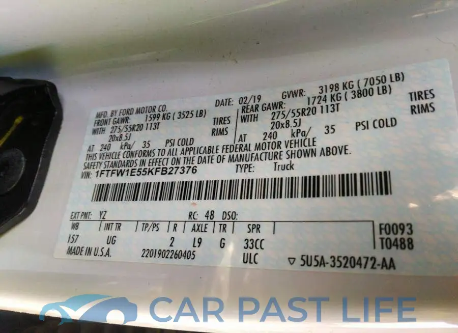 1FTFW1E55KFB27376# 9
