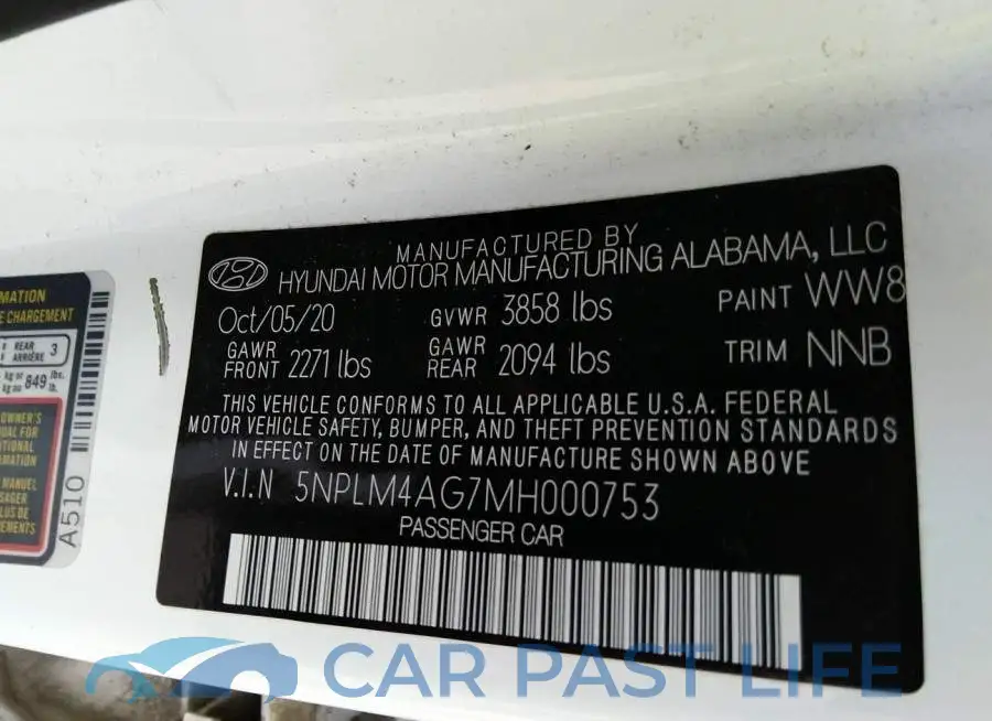 5NPLM4AG7MH000753# 9